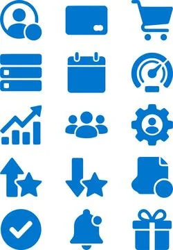 Set of blue business and interface UI web icons for digital application desig イラスト素材