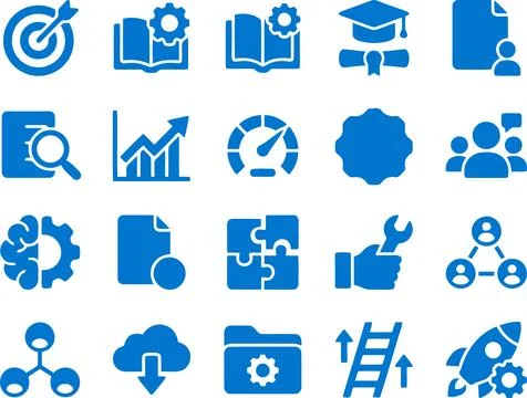 Set of Blue Business and Technology Vector Icons Representing Professional .. 스톡 일러스트