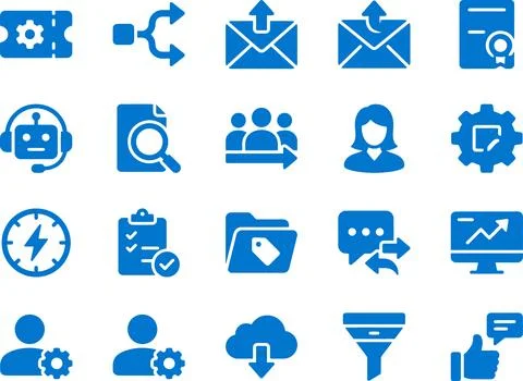 Set of Blue Business and Technology Vector Icons for Digital Interface Desi.. Stock Illustration