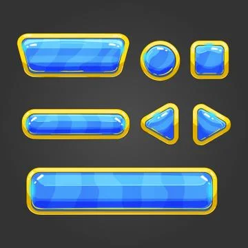 Set blue  button in cartoon style Stock Illustration