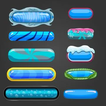 Set of blue button for game design イラスト素材