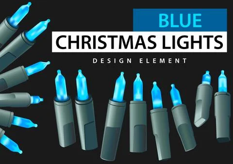 Set of Blue Christmas LED Lights Stock Illustration