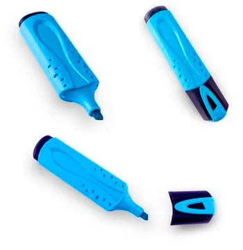 Set of blue colored opened high lighteres Stock Photos