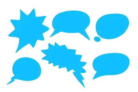 Set of blue comic speech clouds isolated on white background Stock-Illustration