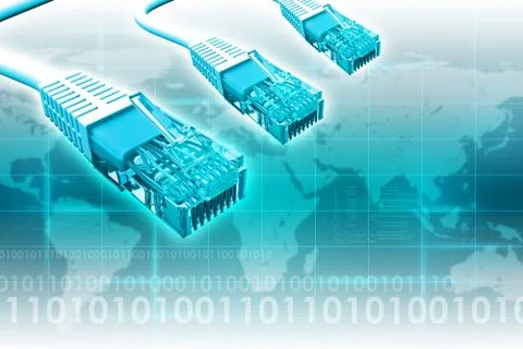 Set of blue computer cables Stock Illustration