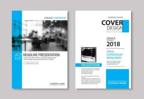 Set of blue cover and layout brochure, flyer, poster, annual report, design t Illustrazione stock