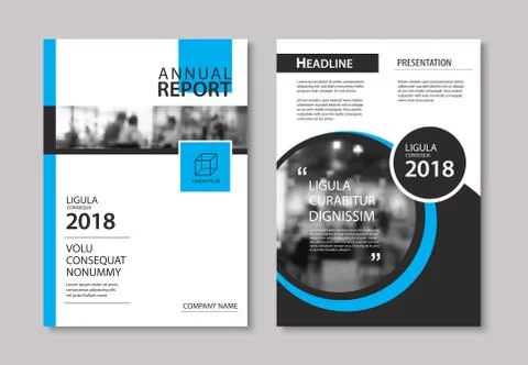 Set of blue cover and layout brochure, flyer, poster, annual report, design t Stock Illustration