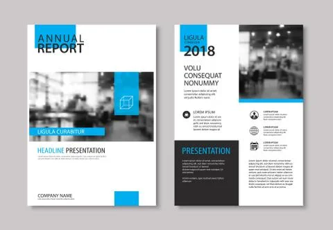 Set of blue cover and layout brochure, flyer, poster, annual report, design t Stock Illustration
