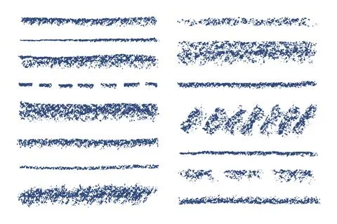 Set of blue crayon strokes. Hand drawn pastel chalk circle stripes Stock Illustration
