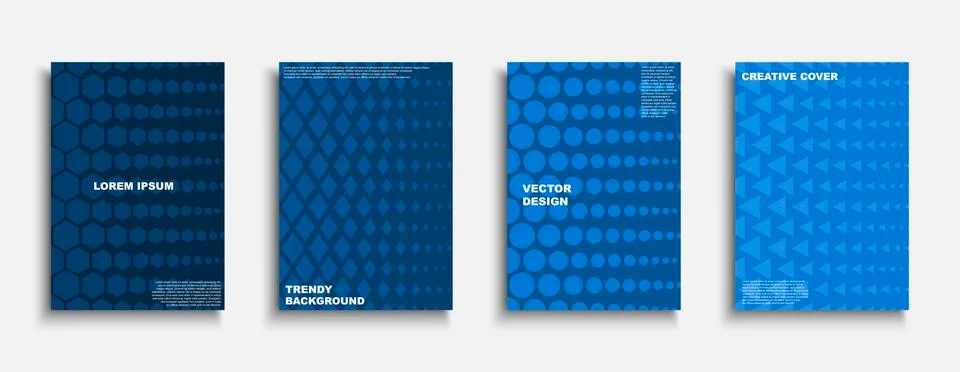 Set of blue creative covers, templates, posters, placards, brochures, banners イラスト素材