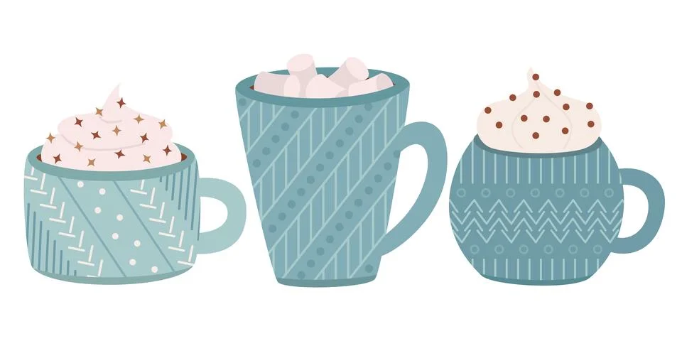 Set of blue cups Stock Illustration