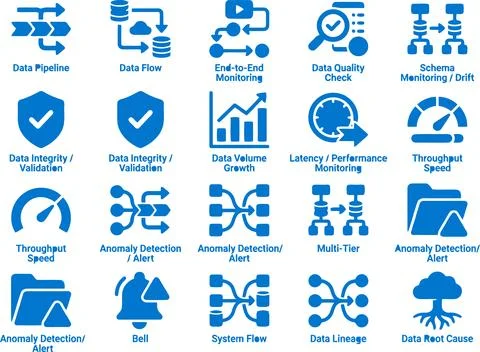 Set of Blue Data Analytics and Information Management Vector Icons for Digi.. Stockillustratie