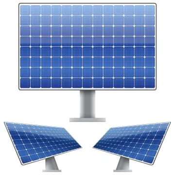 Set of Blue electric solar panel for sun light. Vector 스톡 일러스트