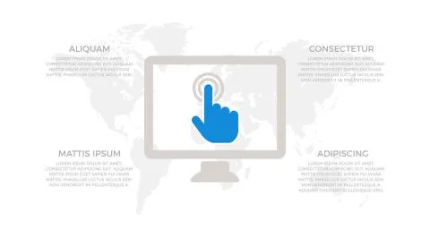Set of blue elements for infographic with world map presentation slides. Stock Illustration