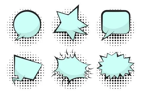Set of blue empty retro comic speech bubbles Stock Illustration