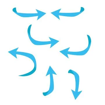 Set of blue flat arrow vector illustration design. Stock Illustration