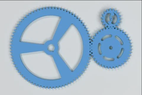 Set of blue gears and cogs on white background Stock Illustration