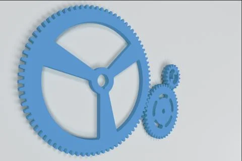 Set of blue gears and cogs on white background Stock Illustration