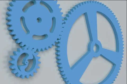 Set of blue gears and cogs on white background Stock Illustration