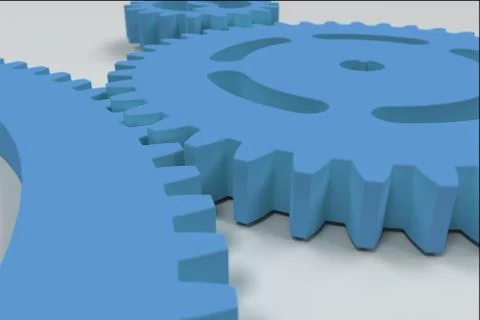 Set of blue gears and cogs on white background Stock Illustration