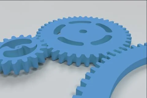 Set of blue gears and cogs on white background Stock Illustration