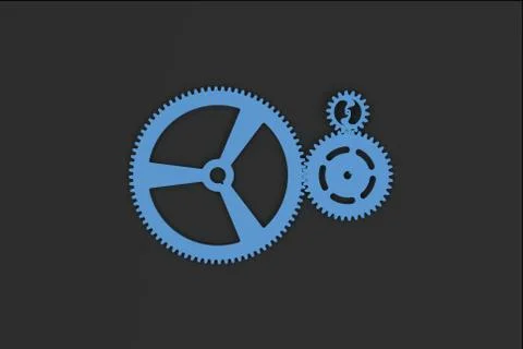 Set of blue gears and cogs on black background Stock Illustration