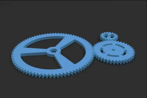 Set of blue gears and cogs on black background Stock Illustration