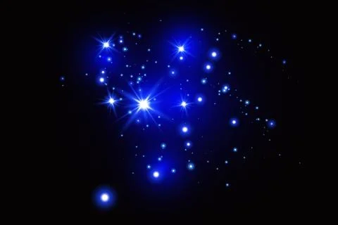 Set of blue glowing light effects isolated on a dark background. Glow light effe Stock Illustration