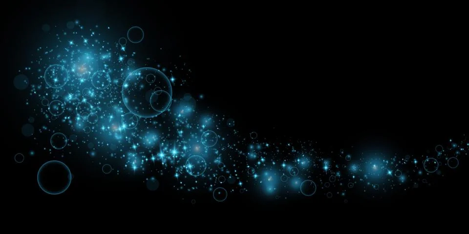 Set of blue glowing lights effects isolated on transparent background. Christmas Stock-Illustration