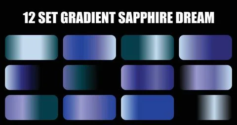 Set of blue gradient sapphires for graphic design and digital art background Stock Illustration