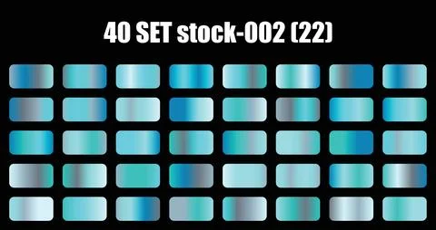 Set of blue gradient swatches with metallic effect for graphic design and Stock Illustration