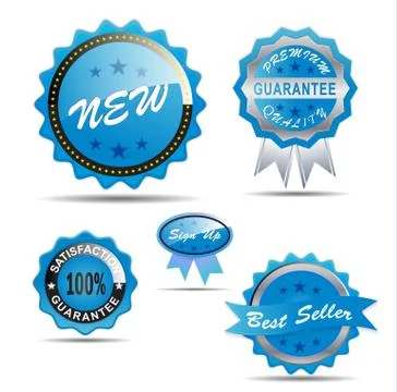 Set blue guarantee Stock Illustration
