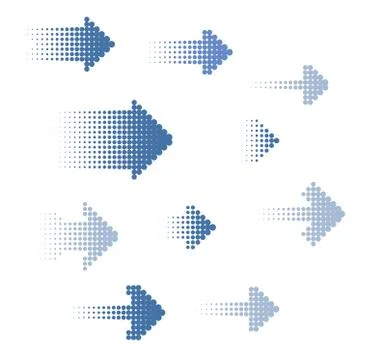 Set of blue halfton arrows. Elements for corporate style. Stock Illustration