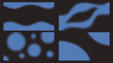 Set of blue halftone overlays Stock Illustration