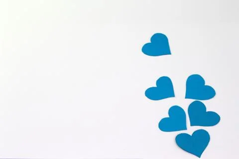 Set of blue hearts with flat design on light background Stock Photos