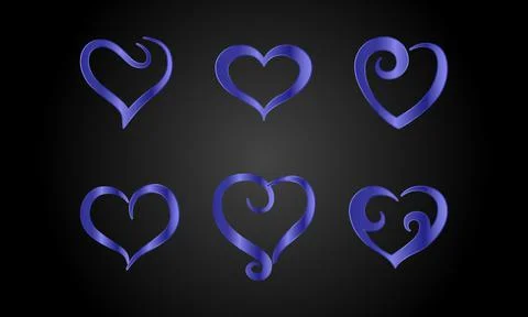 Set of blue hearts Stock Illustration