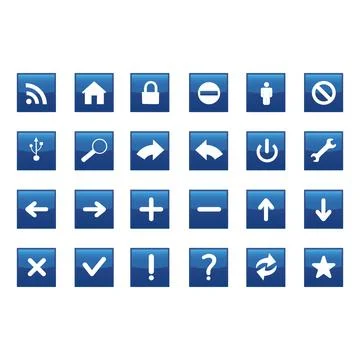 Set of blue icons for web and mobile applications. Vector illustration. Stock Illustration