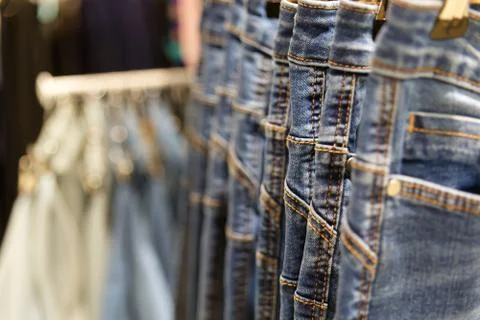 Set of blue jeans Stock Photos