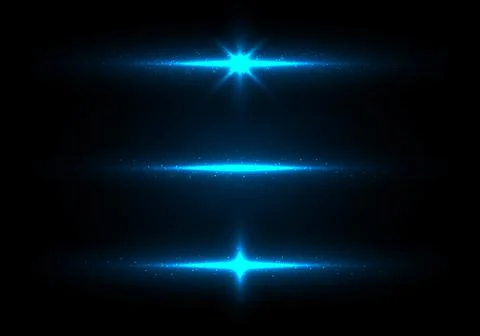 Set of blue lighting glowing shining sparkling with particles glitter dust on Stock Illustration