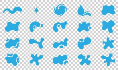 Set of blue liquid blobs and abstract water shapes for graphic design elements Illustrazione stock