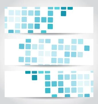 Set blue mosaic tile cards Illustrazione stock