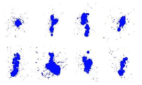 Set of blue paint brushes isolated on white background Stock Illustration