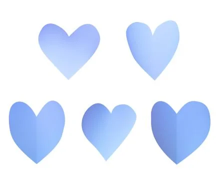A set of blue paper hearts. Stock Illustration