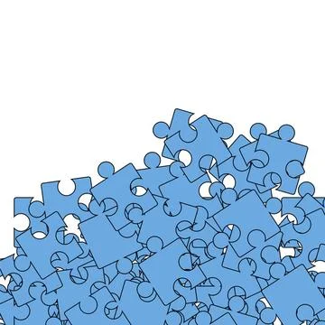 Set of Blue Pazzle. Jigsaw Pattern Set of Blue Pazzle on White Background.... 스톡 사진
