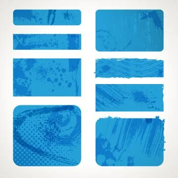 Set of blue pop art elements. Grunge creative banners pattern. Jpeg illusrati 스톡 일러스트
