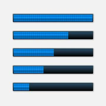 Set of Blue Progress Bars. Vector Loading Bars Illustrazione stock