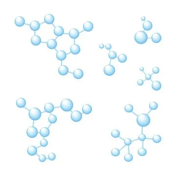Set of blue realistic molecules. vector illustration Stock Illustration