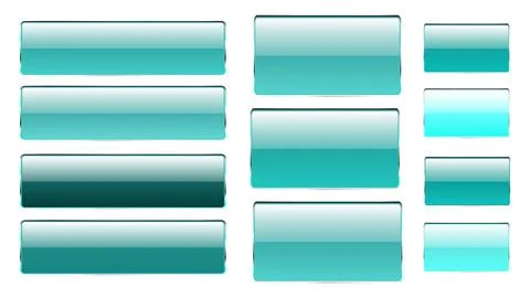 Set of blue rectangular and square glass transparent bright beautiful vector  库存插图