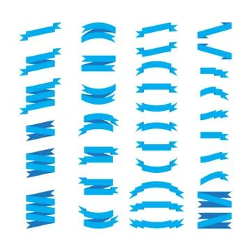 Set of blue ribbons and flags. Vector design elements. イラスト素材
