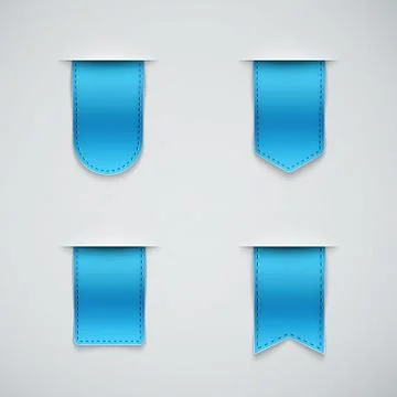 Set of blue ribbons different shapes Stock Illustration